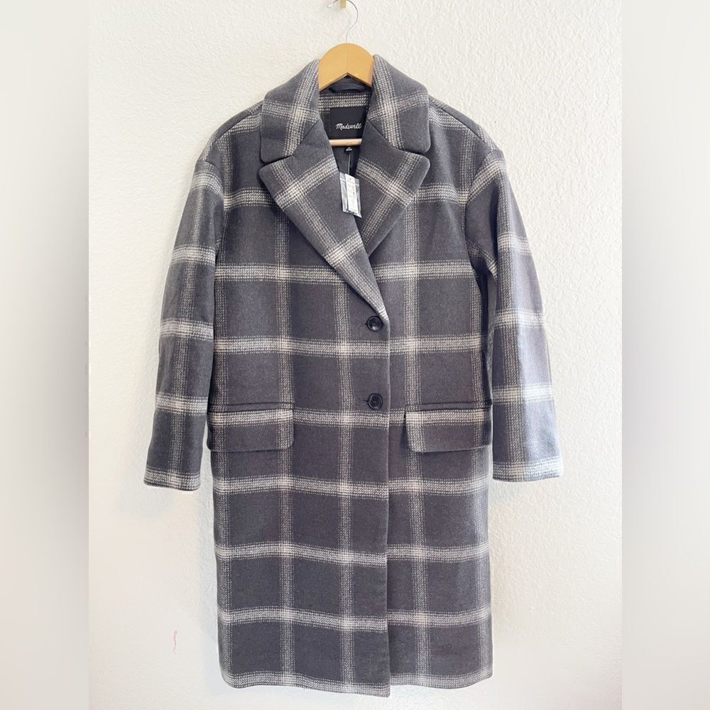 MADEWELL windowpane Hayden plaid trench Coat. NWT. XS - Picture 6 of 11